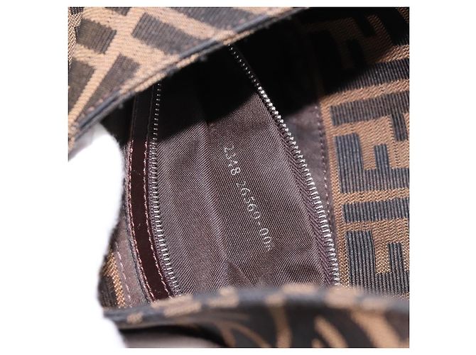 Borsa a tracolla FENDI Zucca Canvas Mamma Baguette Marrone Nero Auth 198708V - vista 12