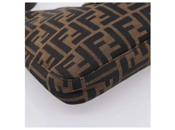 Borsa a tracolla FENDI Zucca Canvas Mamma Baguette Marrone Nero Auth 198708V - vista 15