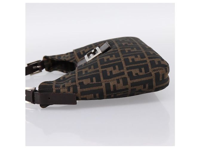 Borsa a tracolla FENDI Zucca Canvas Mamma Baguette Marrone Nero Auth 198708V - vista 3