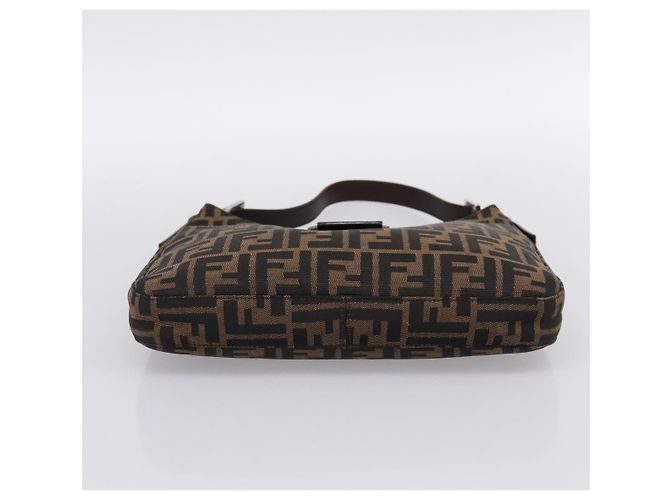 Borsa a tracolla FENDI Zucca Canvas Mamma Baguette Marrone Nero Auth 198708V - vista 5