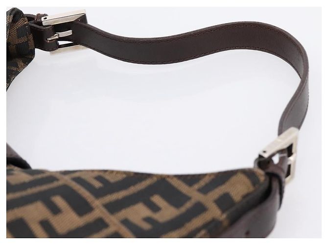 Borsa a tracolla FENDI Zucca Canvas Mamma Baguette Marrone Nero Auth 198708V - vista 8