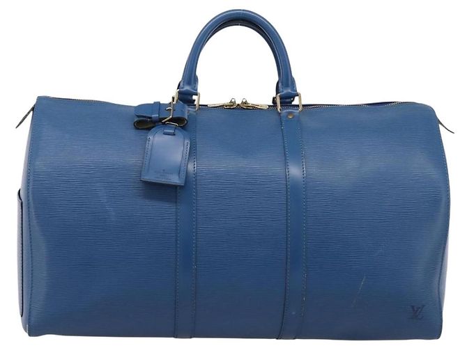 LOUIS VUITTON Epi Keepall 50 Boston Bag Blue M42965 LV Auth ka5428A - vista 13