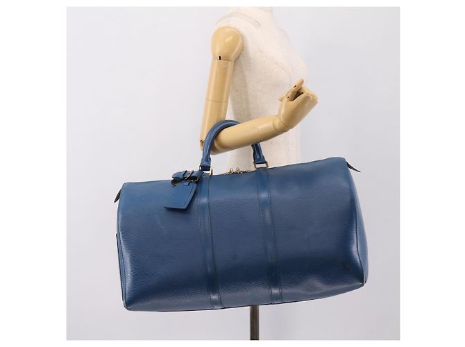 LOUIS VUITTON Epi Keepall 50 Boston Bag Blue M42965 LV Auth ka5428A - vista 20