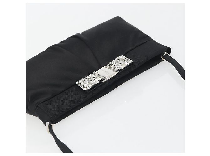 Borsa a tracolla Salvatore Ferragamo Vala Raso Nero Argento Auth 196662A - vista 6