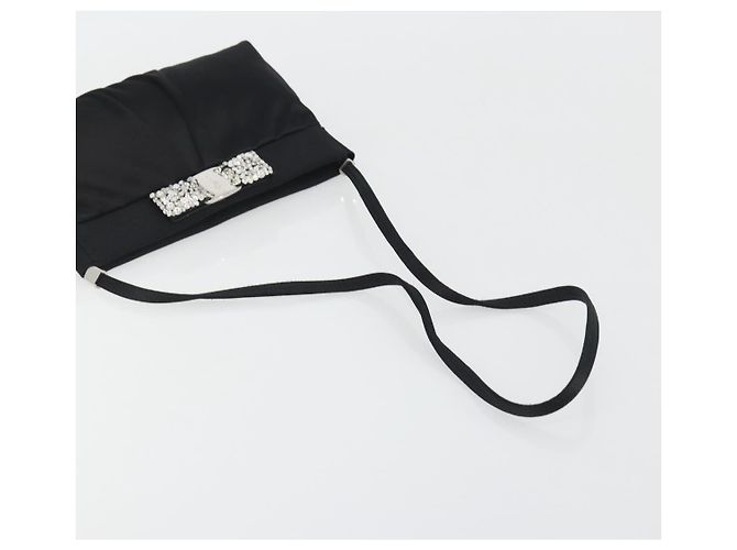 Borsa a tracolla Salvatore Ferragamo Vala Raso Nero Argento Auth 196662A - vista 7