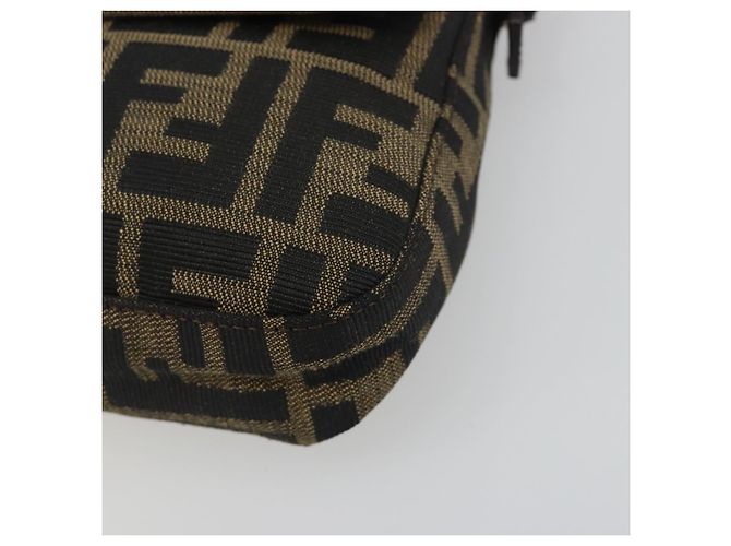 Borsa a tracolla FENDI Zucca Canvas Mamma Baguette Marrone Nero Auth am12413V - vista 14