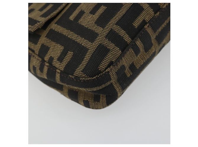 Borsa a tracolla FENDI Zucca Canvas Mamma Baguette Marrone Nero Auth am12413V - vista 15