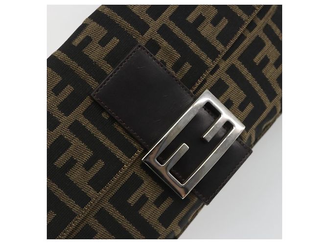 Borsa a tracolla FENDI Zucca Canvas Mamma Baguette Marrone Nero Auth am12413V - vista 18