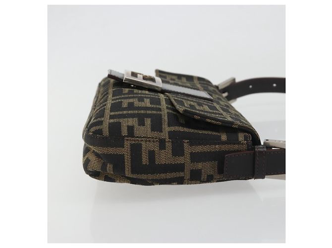Borsa a tracolla FENDI Zucca Canvas Mamma Baguette Marrone Nero Auth am12413V - vista 3