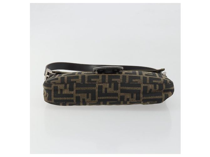 Borsa a tracolla FENDI Zucca Canvas Mamma Baguette Marrone Nero Auth am12413V - vista 5