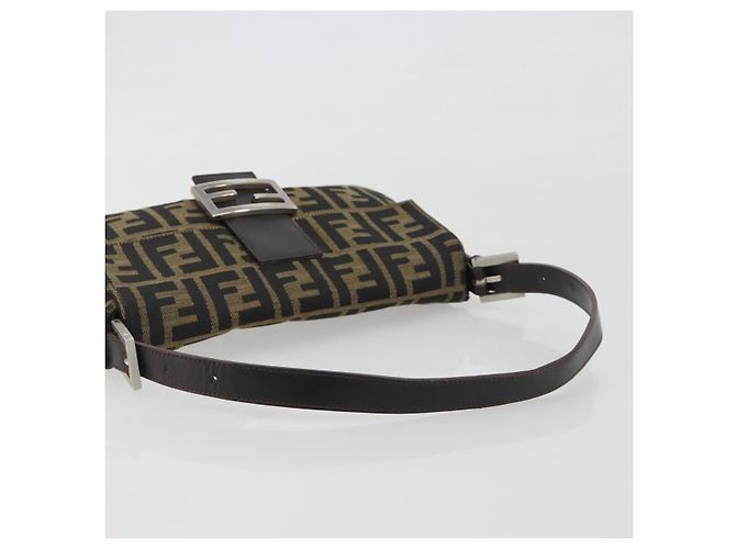 Borsa a tracolla FENDI Zucca Canvas Mamma Baguette Marrone Nero Auth am12413V - vista 7