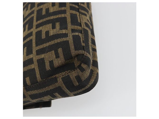 Borsa a tracolla FENDI Zucca Canvas Mamma Baguette Marrone Nero Auth am12413V - vista 9