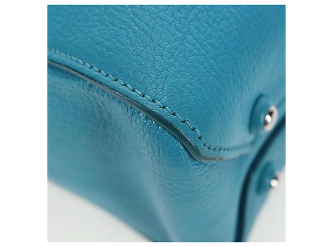 Miu Miu Tote Bag Leder 2way Blau Silber Authentisch 195506A - Ansicht 18