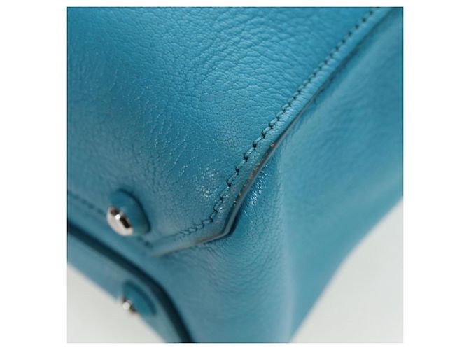 Miu Miu Tote Bag Leder 2way Blau Silber Authentisch 195506A - Ansicht 19
