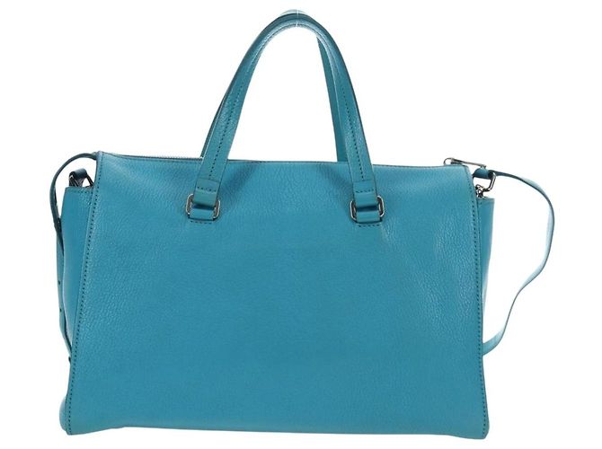 Miu Miu Tote Bag Leder 2way Blau Silber Authentisch 195506A - Ansicht 2