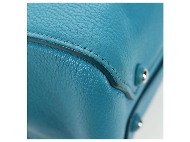 Miu Miu Tote Bag Leder 2way Blau Silber Authentisch 195506A - Ansicht 20