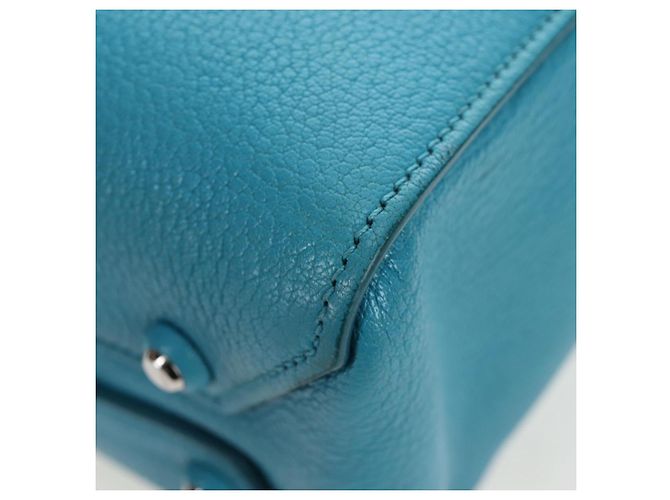 Miu Miu Tote Bag Leder 2way Blau Silber Authentisch 195506A - Ansicht 21