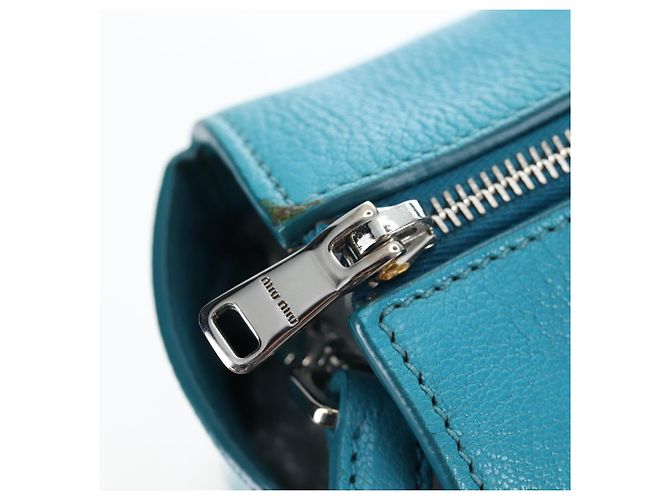 Miu Miu Tote Bag Leder 2way Blau Silber Authentisch 195506A - Ansicht 23