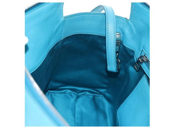 Miu Miu Tote Bag Leder 2way Blau Silber Authentisch 195506A - Ansicht 26