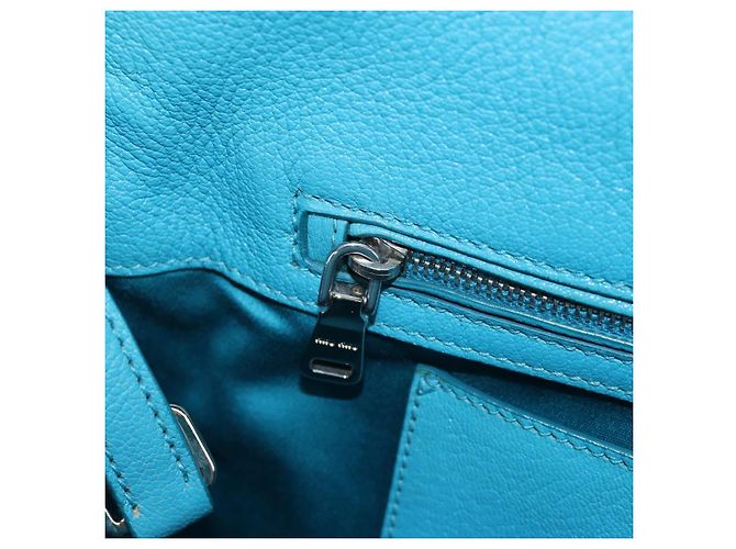 Miu Miu Tote Bag Leder 2way Blau Silber Authentisch 195506A - Ansicht 27