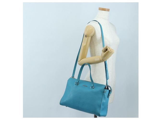 Miu Miu Tote Bag Leder 2way Blau Silber Authentisch 195506A - Ansicht 29