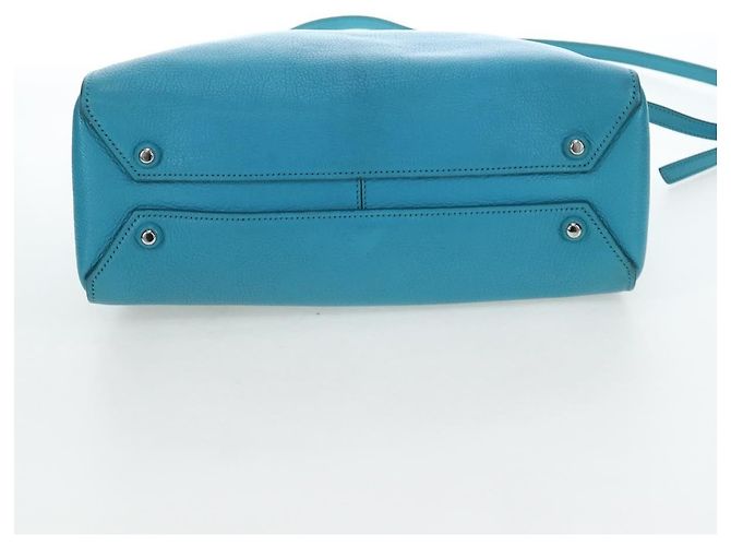 Miu Miu Tote Bag Leder 2way Blau Silber Authentisch 195506A - Ansicht 5
