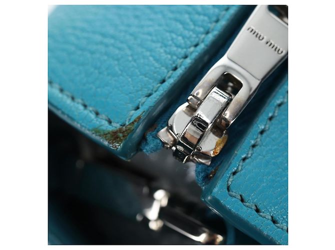 Miu Miu Tote Bag Leder 2way Blau Silber Authentisch 195506A - Ansicht 9
