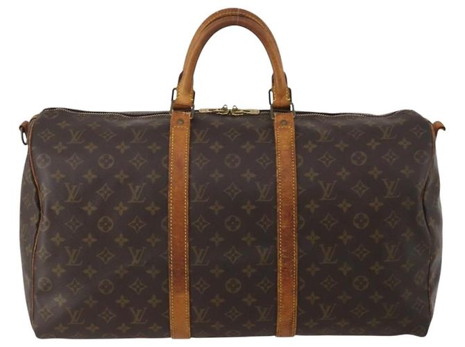 LOUIS VUITTON Monogram Keepall Bandouliere 50 Borsa Boston M41416 LV Auth 193785 Monogramma - vista 13