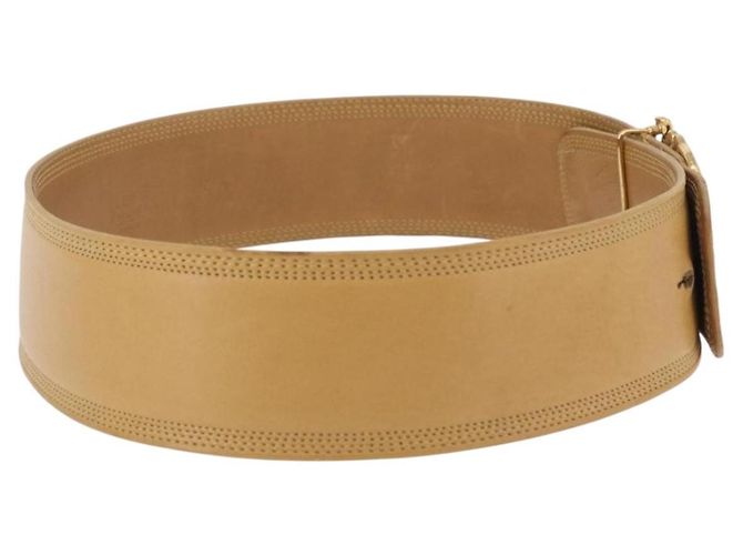 Cinturón LOEWE de cuero 32.3'' Beige Oro Auth 196560 Dorado - vista 4