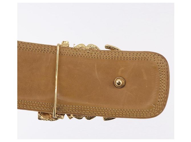 Cinturón LOEWE de cuero 32.3'' Beige Oro Auth 196560 Dorado - vista 6