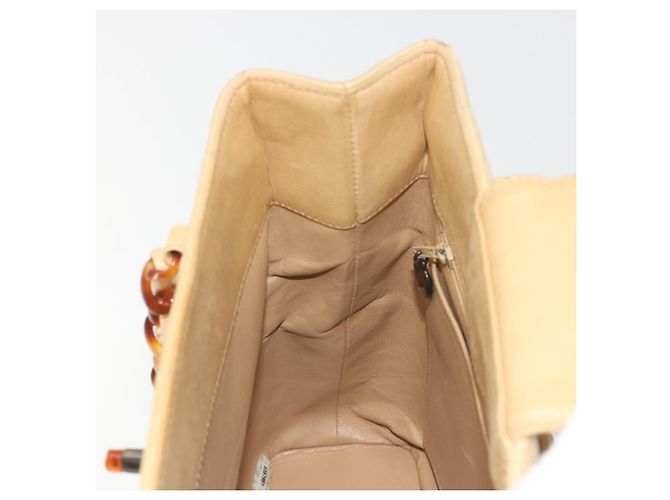 Borsa a tracolla CHANEL Matelasse con catena in pelle d'agnello Beige CC Auth 196671A - vista 20