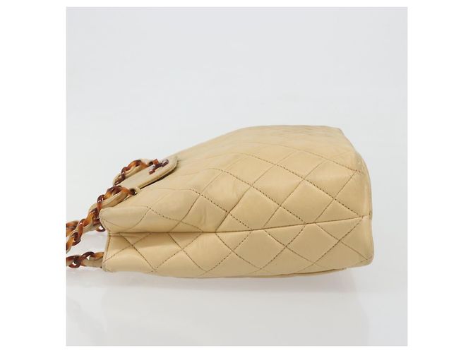 Borsa a tracolla CHANEL Matelasse con catena in pelle d'agnello Beige CC Auth 196671A - vista 4