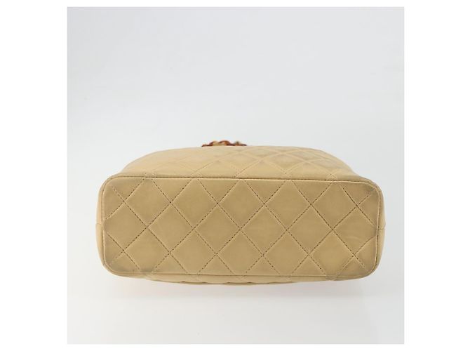 Borsa a tracolla CHANEL Matelasse con catena in pelle d'agnello Beige CC Auth 196671A - vista 5