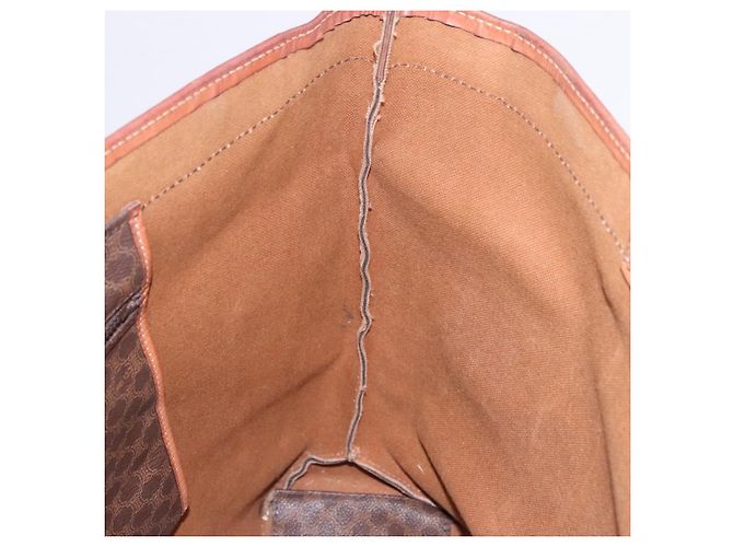 Céline Borsa Tote CELINE Macadam Canvas PVC Pelle Marrone Oro Auth ka5802 D'oro - vista 18