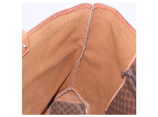 Céline Borsa Tote CELINE Macadam Canvas PVC Pelle Marrone Oro Auth ka5802 D'oro - vista 19