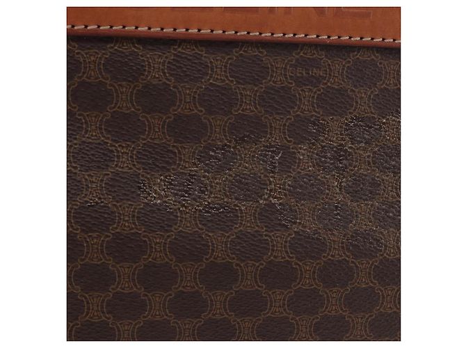 Céline Borsa Tote CELINE Macadam Canvas PVC Pelle Marrone Oro Auth ka5802 D'oro - vista 3