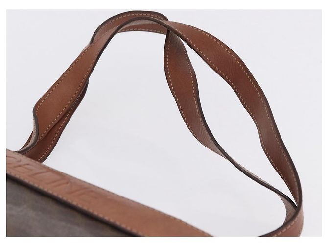 Céline Borsa Tote CELINE Macadam Canvas PVC Pelle Marrone Oro Auth ka5802 D'oro - vista 9