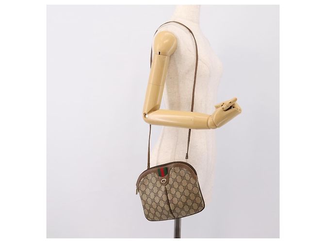 Borsa GUCCI GG Supreme Web Sherry Line PVC Beige Gold 904 02 047 Auth ka5750 D'oro - vista 21