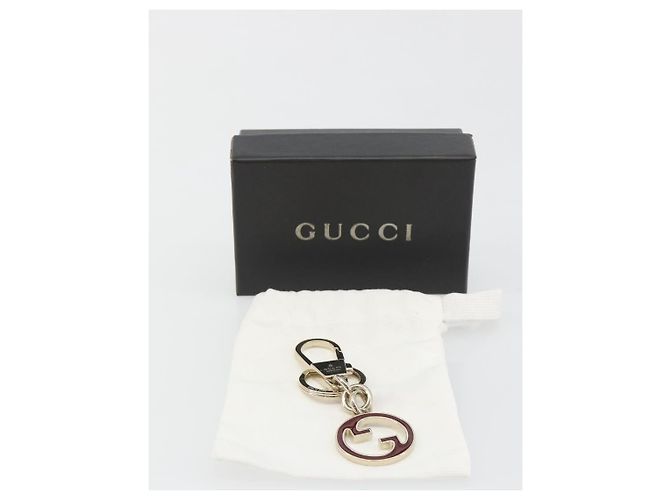 GUCCI Porte-clés Interlocking G Métal Doré Auth 196720M - vue 10