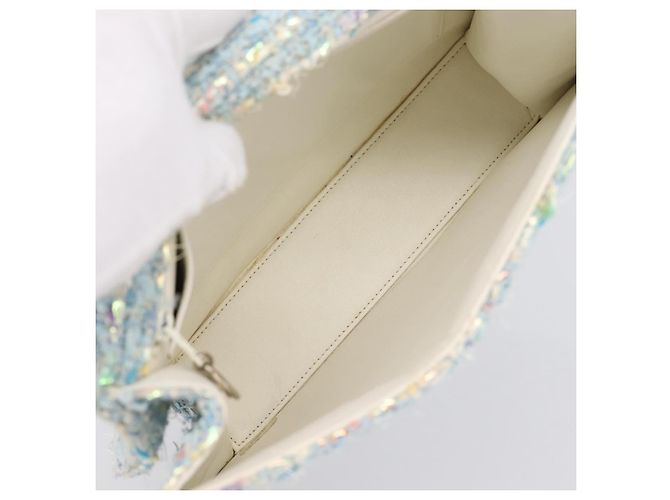 Borsa a mano CHANEL COCO Mark Chain in tweed azzurro e argento CC Auth 197488SAM Blu chiaro - vista 10