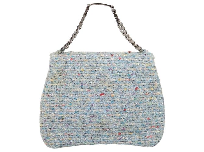 Borsa a mano CHANEL COCO Mark Chain in tweed azzurro e argento CC Auth 197488SAM Blu chiaro - vista 2