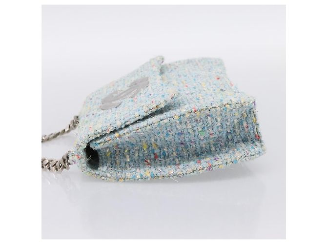 Borsa a mano CHANEL COCO Mark Chain in tweed azzurro e argento CC Auth 197488SAM Blu chiaro - vista 3