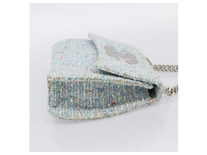 Borsa a mano CHANEL COCO Mark Chain in tweed azzurro e argento CC Auth 197488SAM Blu chiaro - vista 4
