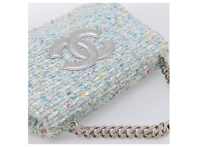 Borsa a mano CHANEL COCO Mark Chain in tweed azzurro e argento CC Auth 197488SAM Blu chiaro - vista 6