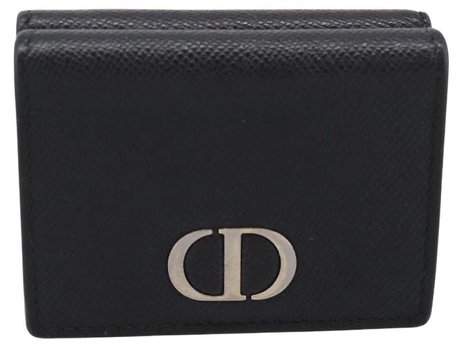 Portafoglio compatto Christian Dior in pelle nera e oro Auth 198767A Nero D'oro - vista 13