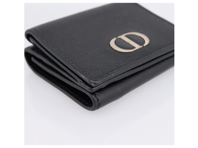 Portafoglio compatto Christian Dior in pelle nera e oro Auth 198767A Nero D'oro - vista 14