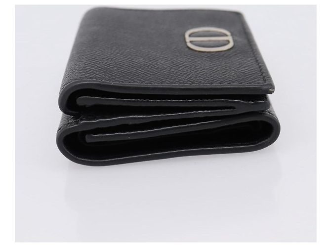 Portafoglio compatto Christian Dior in pelle nera e oro Auth 198767A Nero D'oro - vista 3