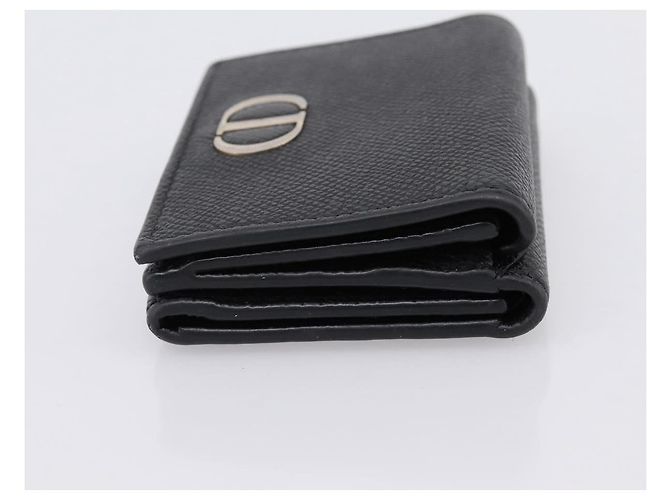 Portafoglio compatto Christian Dior in pelle nera e oro Auth 198767A Nero D'oro - vista 4