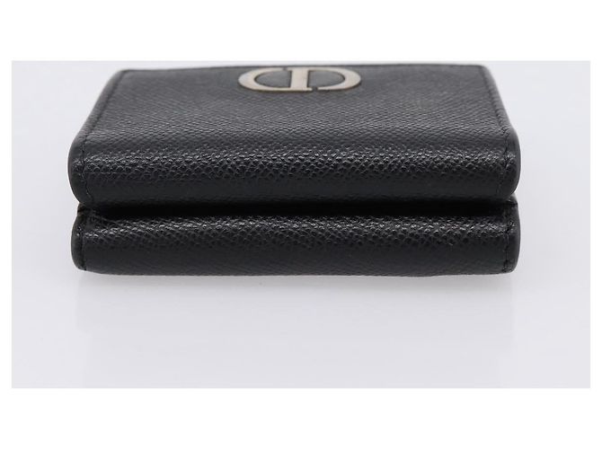 Portafoglio compatto Christian Dior in pelle nera e oro Auth 198767A Nero D'oro - vista 5
