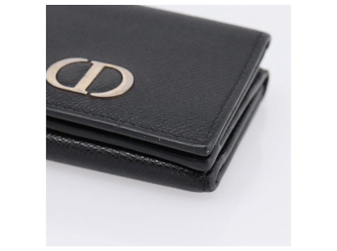Portafoglio compatto Christian Dior in pelle nera e oro Auth 198767A Nero D'oro - vista 7